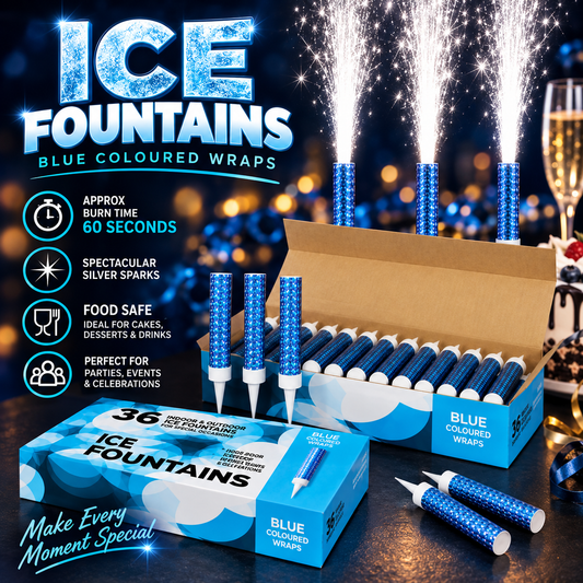 36 Blue Wrapped (15 cm) Ice Fountain Sparklers