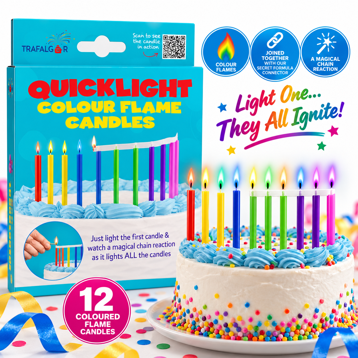 Quick Light Birthday Candles (Coloured Flame)
