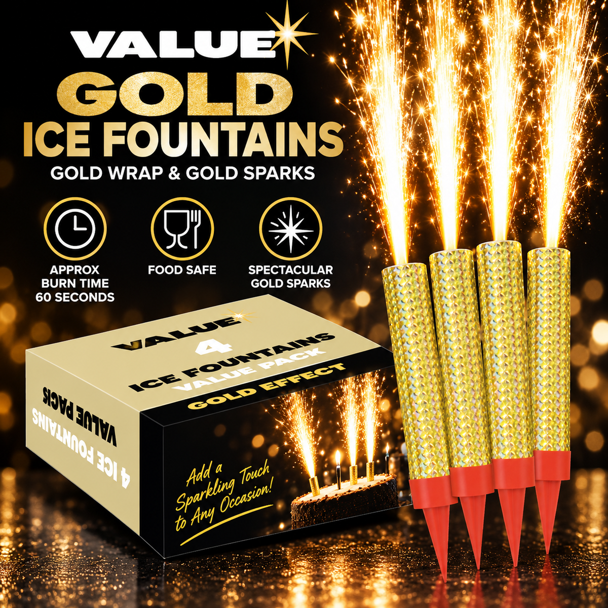 Value Ice Fountains (Gold Wrap)